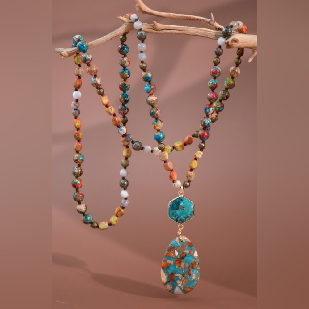 Sunfire Aura Gemstone Statement Necklace - image 2
